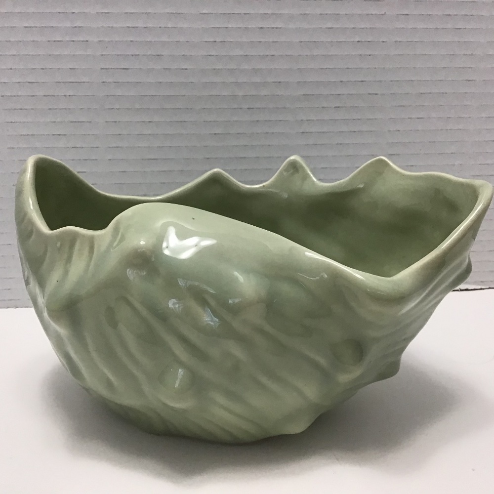 Vintage Sage Green Sea Shell Planter 1950s Canada
